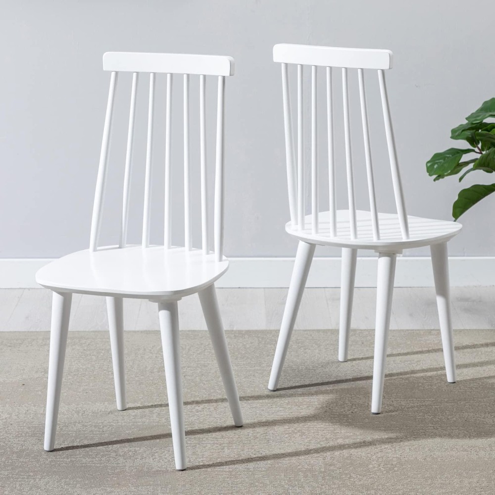 Duhome Dining Chairs Set Of 2 Wood Dining Room Chair White Spindle Side Kitchen Room Country Farmhouse Chairs White