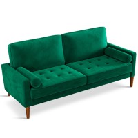 Vesgantti Loveseat Sofa 68 Green Velvet Couch With Tufted Seat Mid Century Modern Couch For Living Room Bedroom Office Apa