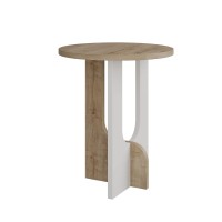 Jv Home Luna Round Side Table Narrow Modern End Table With Storage Narrow Decorative Coffee Table De Nuit | Small Nightstand For Living Room Bedroom 15.8 Inch (Oak - White)