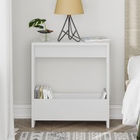 Jv Home Simpi Narrow Side Table With Shelf Modern End Table With Storage Decorative Coffee Table | Small Nightstand For Living Room Bedroom 21.6 Inch (White)