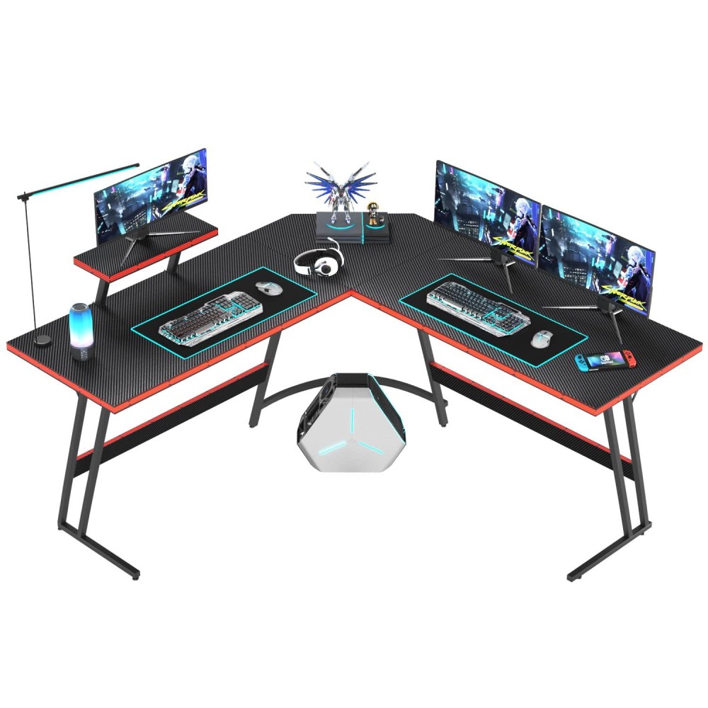 Homall L Shaped Gaming Desk Computer Corner Desk Pc Gaming Desk Table With Large Monitor Riser Stand For Home Office Sturdy Writ