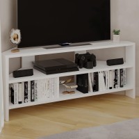 Jv Home Thales Stylish Corner Tv Stand Entertainment Unit | Tv Cabinet | Meuble Tv For Living Room, Bedroom Suitable Up To 50??Tvs (White)