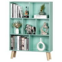 Leyaoyao 7 Cube Bookshelf 3Tier Bookcase With Legs Mintgreen Kids Book Shelf Cute Storage Organizer Toy Shelves Bookshelves