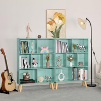 Leyaoyao 7 Cube Bookshelf 3Tier Bookcase With Legs Mintgreen Kids Book Shelf Cute Storage Organizer Toy Shelves Bookshelves