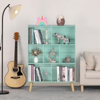 Leyaoyao 7 Cube Bookshelf 3Tier Bookcase With Legs Mintgreen Kids Book Shelf Cute Storage Organizer Toy Shelves Bookshelves