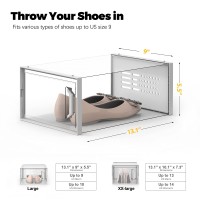 See Spring Large 12 Pack Shoe Storage Box Shoe Organizer For Closet Clear Plastic Stackable Shoe Boxes Space Saving Foldable