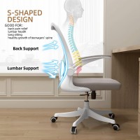 Monhey Office Chair - Ergonomic Office Chair With Lumbar Support & Flip-Up Arms Home Office Desk Chairs Height Adjustable High Back Rockable Computer Chair Swivel 360