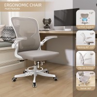 Monhey Office Chair - Ergonomic Office Chair With Lumbar Support & Flip-Up Arms Home Office Desk Chairs Height Adjustable High Back Rockable Computer Chair Swivel 360