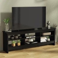 Madesa Tv Stand With 6 Shelves And Cable Management, For Tvs Up To 75 Inches, Wood Tv Bench, 23??H X 14