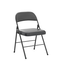 Karl Home 4 Pack Black Folding Chairs With Padded Seats For Outdoor Indoor Portable Stackable Commercial Seat With Steel Fram