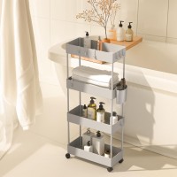 Pipishell Slim Storage Cart With Wheels Bathroom Cart Organizer Bathroom Storage Small Rolling Cart For Bathroom Laundry Room