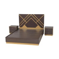 Baxton Studio Arcelia Contemporary Glam and Luxe TwoTone Dark Brown and Gold Finished Wood Queen Size 3Piece Bedroom Set