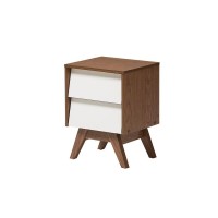 Baxton Studio Hildon MidCentury Modern TwoTone White and Walnut Brown Finished Wood 3Piece Storage Set