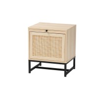 Baxton Studio Caterina 1Door Nightstand with PullOut Shelf