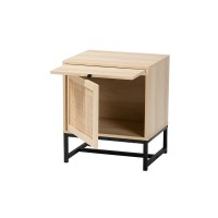 Baxton Studio Caterina 1Door Nightstand with PullOut Shelf