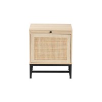 Baxton Studio Caterina 1Door Nightstand with PullOut Shelf