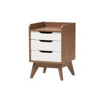 Baxton Studio Brighton MidCentury Modern TwoTone White and Walnut Brown Finished Wood 3Piece Storage Set