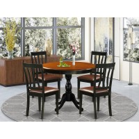 East West Furniture 5Piece Dinning Table Set Consists of a Dining Table and 4 Faux Leather Kitchen Chairs with Slatted Back B