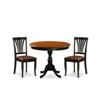 East West Furniture 3Pc Kitchen Dining Table Set Includes a Wood Dining Table and 2 Faux Leather Dining Room Chairs with Slatte