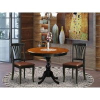 East West Furniture 3Pc Kitchen Dining Table Set Includes a Wood Dining Table and 2 Faux Leather Dining Room Chairs with Slatte