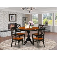 East West Furniture 5Piece Kitchen Table Set Contains a Kitchen Table and 4 Wooden Chairs with X Back Black Finish