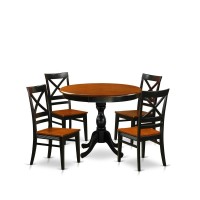 East West Furniture 5Piece Kitchen Table Set Contains a Kitchen Table and 4 Wooden Chairs with X Back Black Finish