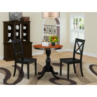 East West Furniture 3Piece Modern Dining Set Contains a Dining Table and 2 Wooden Chairs with X back Black Finish