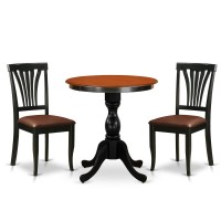 East West Furniture 3Piece Dining Set Contains a Dinning Table and 2 Faux Leather Dining Chairs with Slatted Back Black Finish