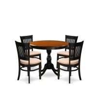 East West Furniture 5Piece Modern Dining Table Set Consists of a Dinner Table and 4 Linen Fabric Kitchen Dining Chairs with Sla