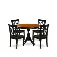 East West Furniture 5Piece Dining Room Set Contains a Modern Dining Table and 4 Mid Century Dining Chairs with DoubleX Back