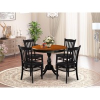 East West Furniture 5Piece Modern Dining Table Set Contains a Wooden Kitchen Table and 4 Kitchen Chairs with Slatted Back Bla