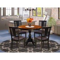 East West Furniture 5Pc Dining Room Set Includes a Wooden Kitchen Table and 4 Faux Leather Dining Chairs with Panel Back Blac