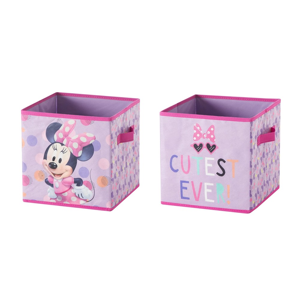 Idea Nuova Disney Minnie Mouse Set Of Two Spacious Collapsible Storage Cubes, 10