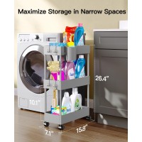 Pipishell Slim Storage Cart With Wheels Bathroom Cart Organizer Bathroom Storage Small Rolling Cart For Bathroom Laundry Room