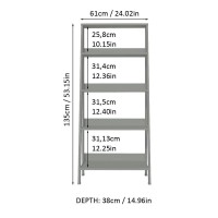 Madesa 5-Tier Ladder Shelf With Storage Space, Free Standing Bookshelf, Wood, 15