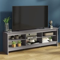 Madesa Tv Stand With 6 Shelves And Cable Management, For Tvs Up To 75 Inches, Wood Tv Bench, 23??H X 14