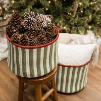 Comet Stripe Christmas Basket Green Multi 14x14x12