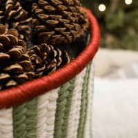 Comet Stripe Christmas Basket Green Multi 14x14x12