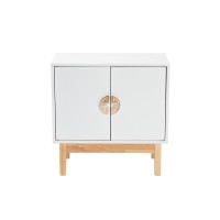 Baxton Studio Kamana Modern and Contemporary TwoTone White and Oak Brown Finished Wood and Gold Metal 2Door Storage Cabinet