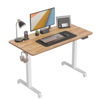 Cubicubi Electric Standing Desk, 40 X 24 Inches Height Adjustable Sit Stand Desk, Ergonomic Home Office Computer Workstation, Light Rustic Brown