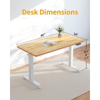 Cubicubi Electric Standing Desk, 40 X 24 Inches Height Adjustable Sit Stand Desk, Ergonomic Home Office Computer Workstation, Light Rustic Brown