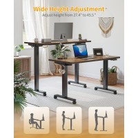 Cubicubi Electric Standing Desk, 48 X 24 Inches Height Adjustable Sit Stand Desk, Ergonomic Home Office Computer Workstation, Rusticbrown