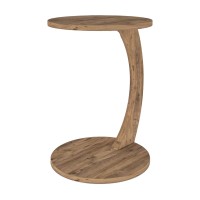 [En.Casa] Side Table For Sofa (Hxd) 56 X 38 Cm Low C-Shaped Table - Console Table With 4 Wheels And Round Top - Wood Effect