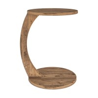 [En.Casa] Side Table For Sofa (Hxd) 56 X 38 Cm Low C-Shaped Table - Console Table With 4 Wheels And Round Top - Wood Effect