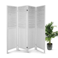 Ecomex 4 Panel Room Divider, Wood Room Screen Divider Freestanding, 5.6 Ft Tall Folding Privacy Screen And Room Dividers, Room Separator Temporary Wall Dividers, Cream White