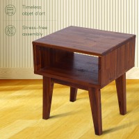 Acacia Serena Nightstand/End Table Solid Wood Bed Side Table For Bedroom Living Room College Dorm (Walnut)