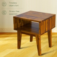 Acacia Serena Nightstand/End Table Solid Wood Bed Side Table For Bedroom Living Room College Dorm (Caramel)