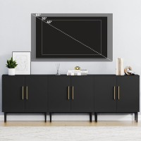 Vrullu Modern Storage Cabinet, Free Standing Buffet Cabinet, Black Sideboard And Buffet Storage, Wood Accent Cabinet For Living Room, Hallway, Entryway, Dining Room, Bedroom (1, Black)