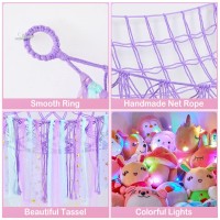 Beinou Stuffed Animal Net Or Hammock Hanging Plush Toy Hammock With Led Lights Colorful Tassels Hammock For Stuffed Animals For Kids Playroom Nursery Decor