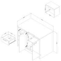 South Shore Myro Kitchen Island, Faux White Marble And White